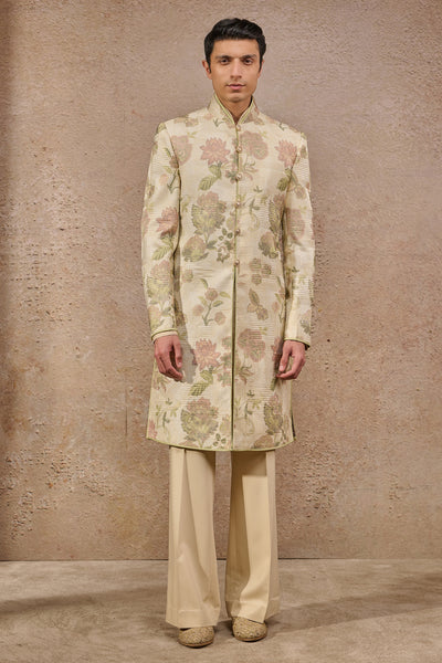 Tarun Tahiliani Menswear Classic Floral Motif Sherwani indian designer wear online shopping melange singapore