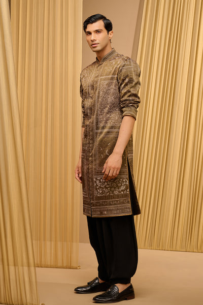 Classic Printed Kurta Olive