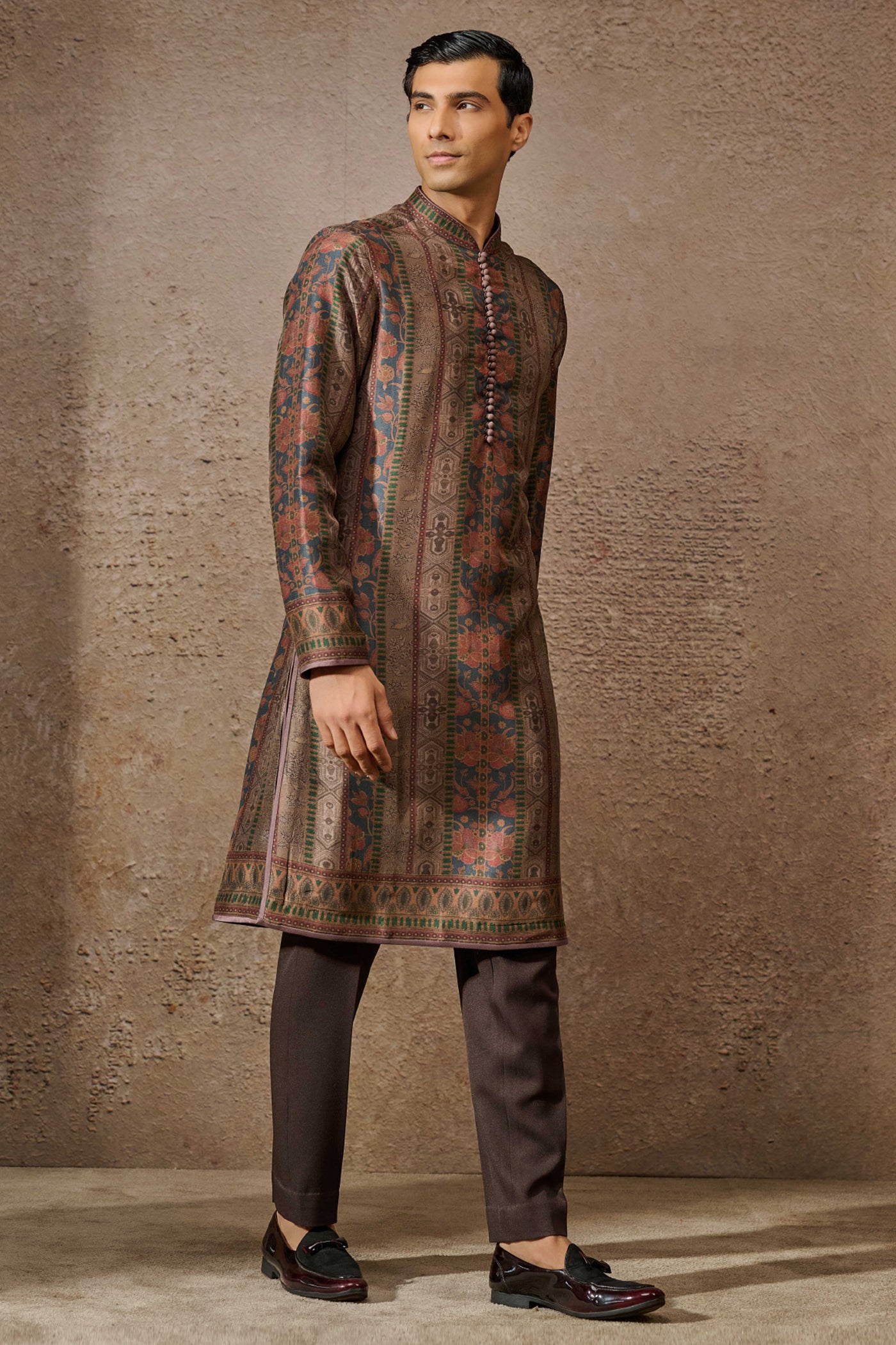 Tarun Tahiliani Menswear Classic Printed Kurta indian designer wear online shopping melange singapore