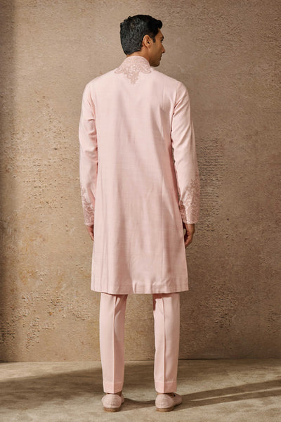 Tarun Tahiliani Menswear Classic Salmon Embroidered Kurta Set indian designer wear online shopping melange singapore