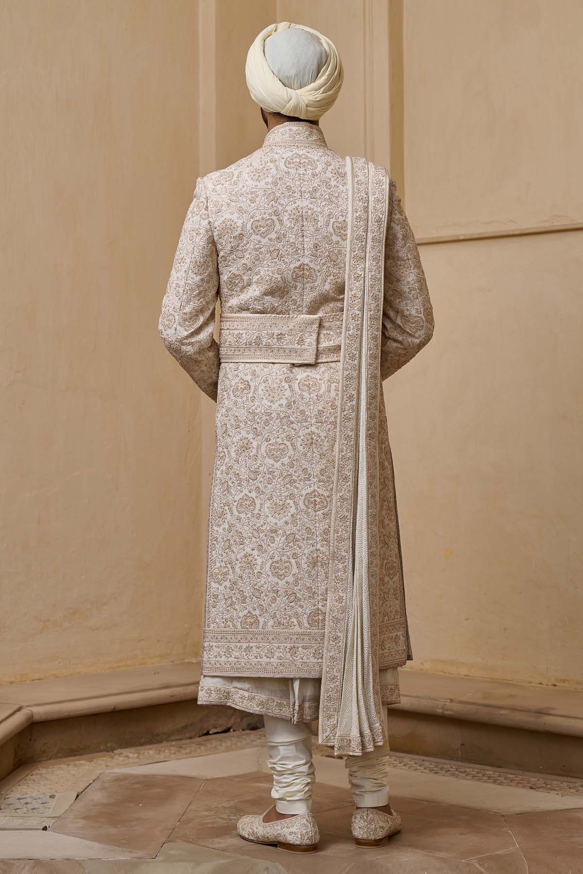 Tarun Tahiliani MenswearDori Embroidered Sherwani Set with French Knot Detailing indian designer wear online shopping melange singapore 