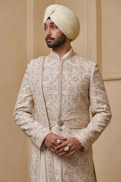 Tarun Tahiliani MenswearDori Embroidered Sherwani Set with French Knot Detailing indian designer wear online shopping melange singapore 