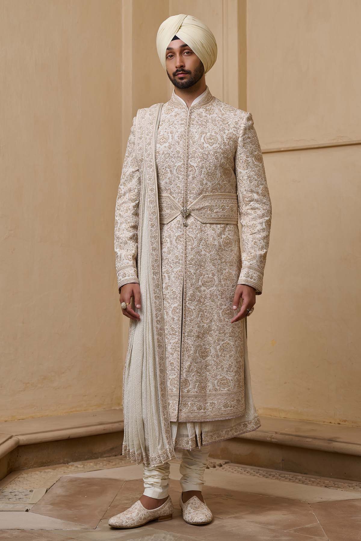 Tarun Tahiliani MenswearDori Embroidered Sherwani Set with French Knot Detailing indian designer wear online shopping melange singapore 