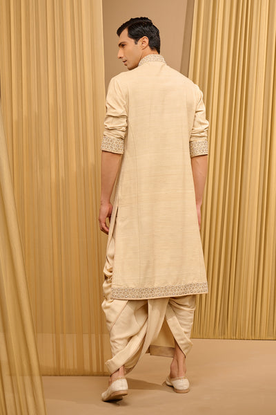 Tarun Tahiliani Menswear Embroidered Kurta Set Beige indian designer wear online shopping melange singapore