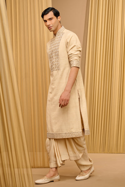 Tarun Tahiliani Menswear Embroidered Kurta Set Beige indian designer wear online shopping melange singapore