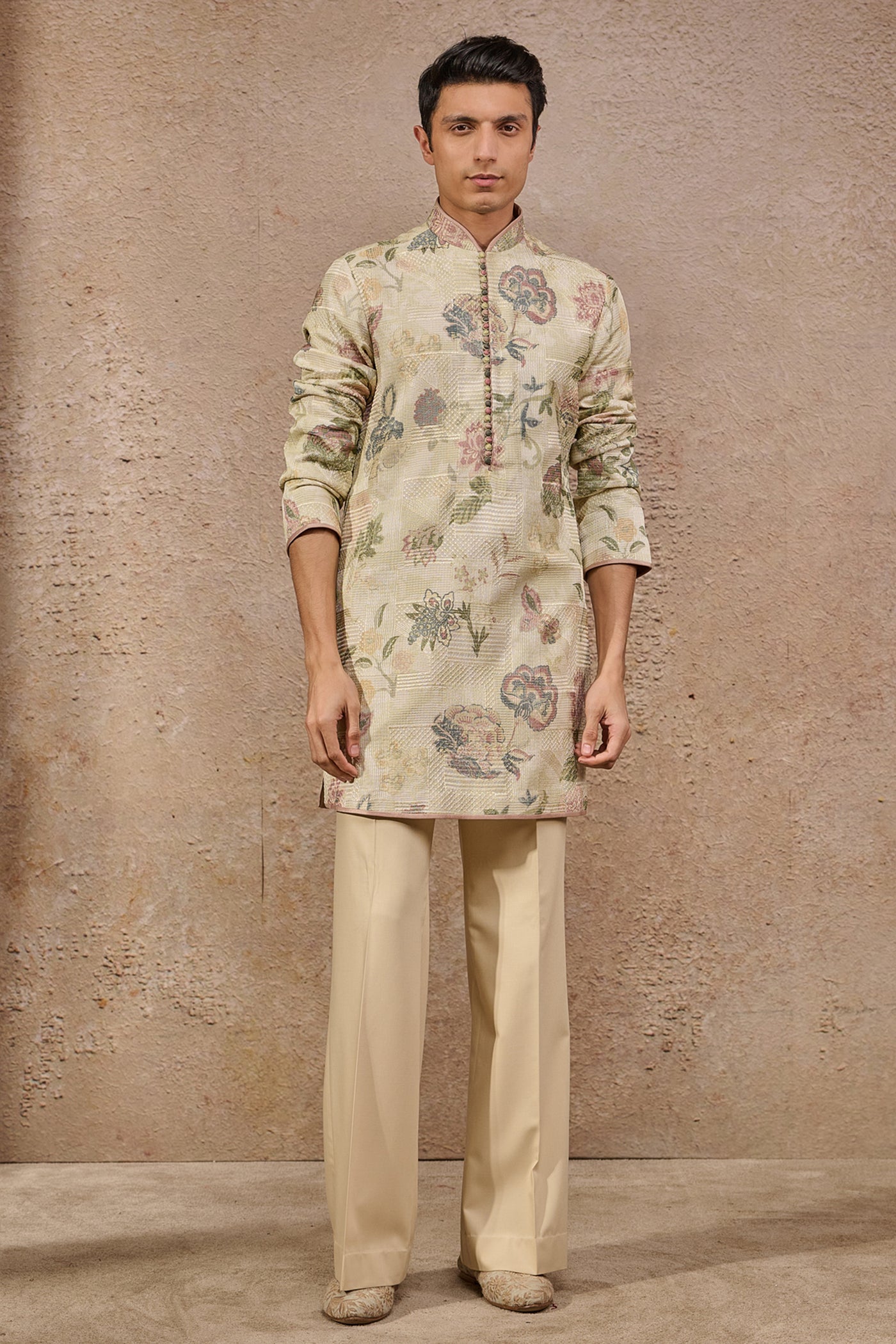 Tarun Tahiliani Menswear Floral Motif Kurta indian designer wear online shopping melange singapore