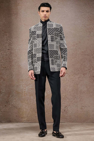 Tarun Tahiliani Menswear Geometric Embroidered Bandhgala Set indian designer wear online shopping melange singapore 
