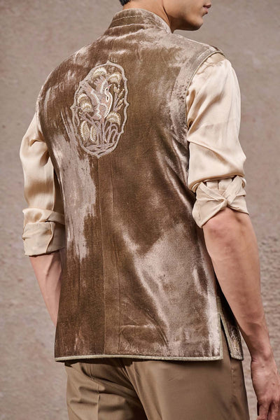 Tarun Tahiliani Menswear Hand- Embroidered Velvet Waistcoat indian designer wear online shopping melange singapore 