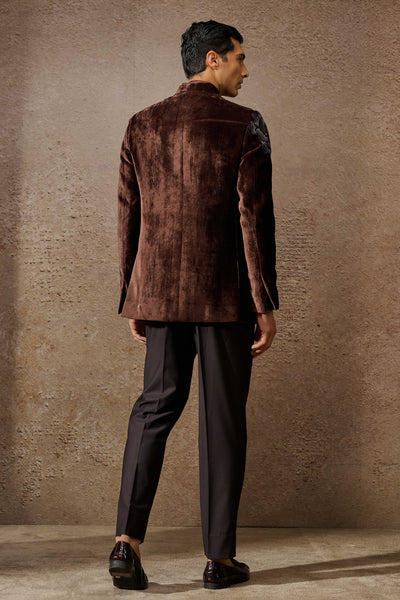 Tarun Tahiliani Menswear Indowestern Bandgala Set Brown indian designer wear online shopping melange singapore