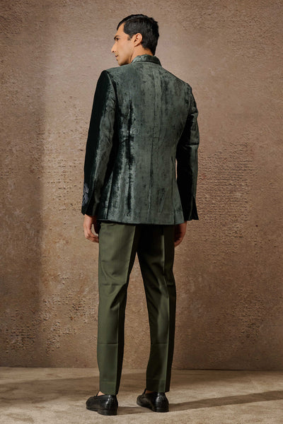 Tarun Tahiliani Menswear Indowestern Emerald Bandgala Set indian designer wear online shopping melange singapore