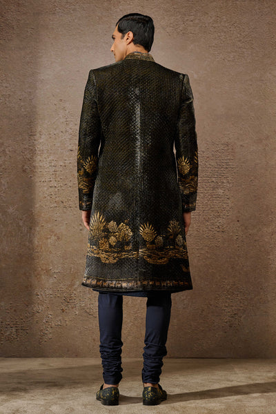 Tarun Tahiliani Menswear Indowestern Sherwani Set Brown indian designer wear online shopping melange singapore