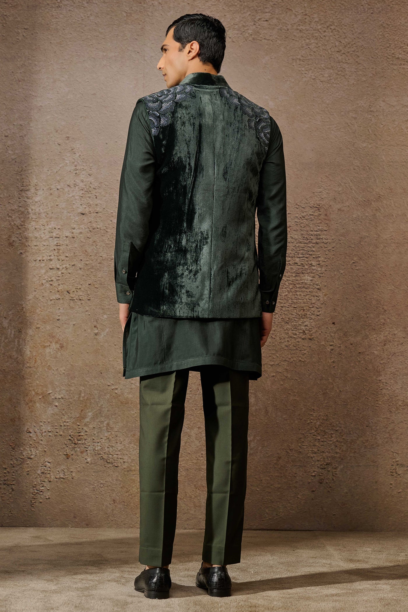 Indowestern Waistcoat Set Emerald
