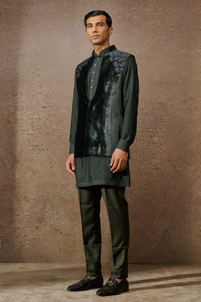 Indowestern Waistcoat Set Emerald