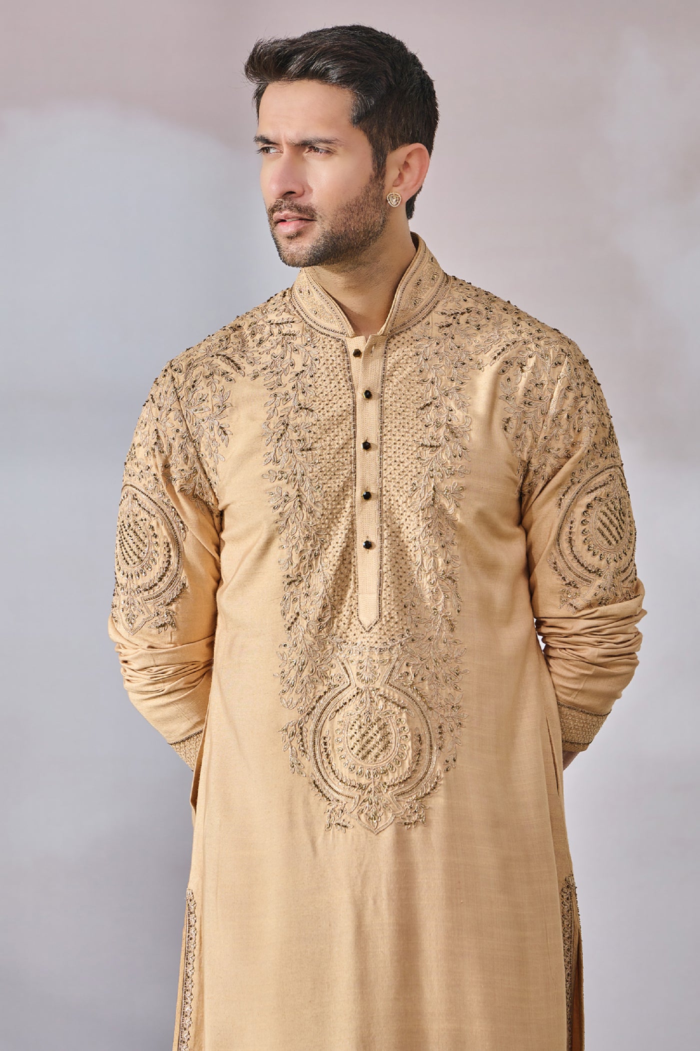 Tarun Tahiliani Menswear Kurta Churidar Gold indian designer wear online shopping melange singapore