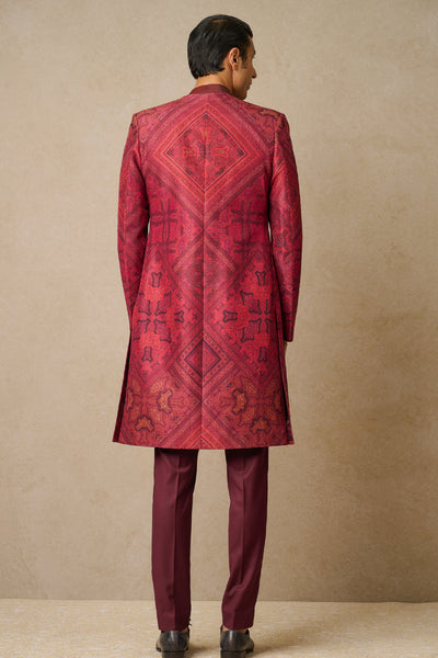 Tarun Tahiliani Menswear Kurta Sherwani And Trouser Wine indian designer wear online shopping melange singapore