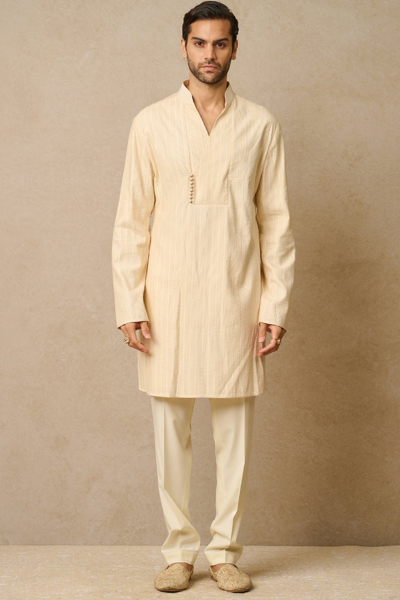 Tarun Tahiliani Menswear Kurta And Trouser Ivory indian designer wear online shopping melange singapore