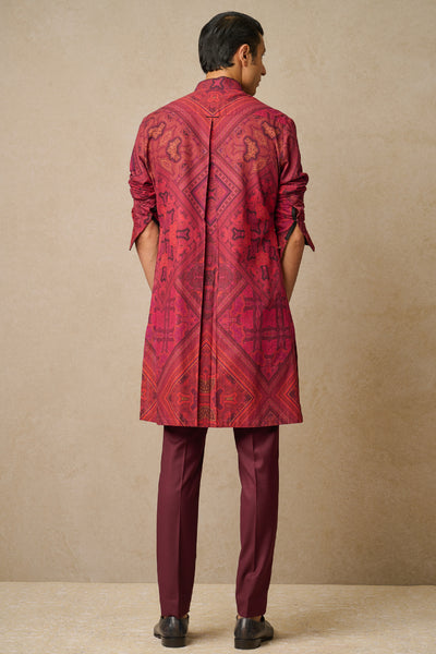 Tarun Tahiliani Menswear Kurta And Trouser Wine indian designer wear online shopping melange singapore