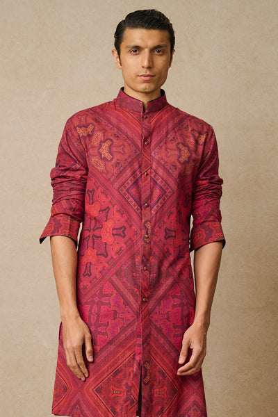 Tarun Tahiliani Menswear Kurta And Trouser Wine indian designer wear online shopping melange singapore
