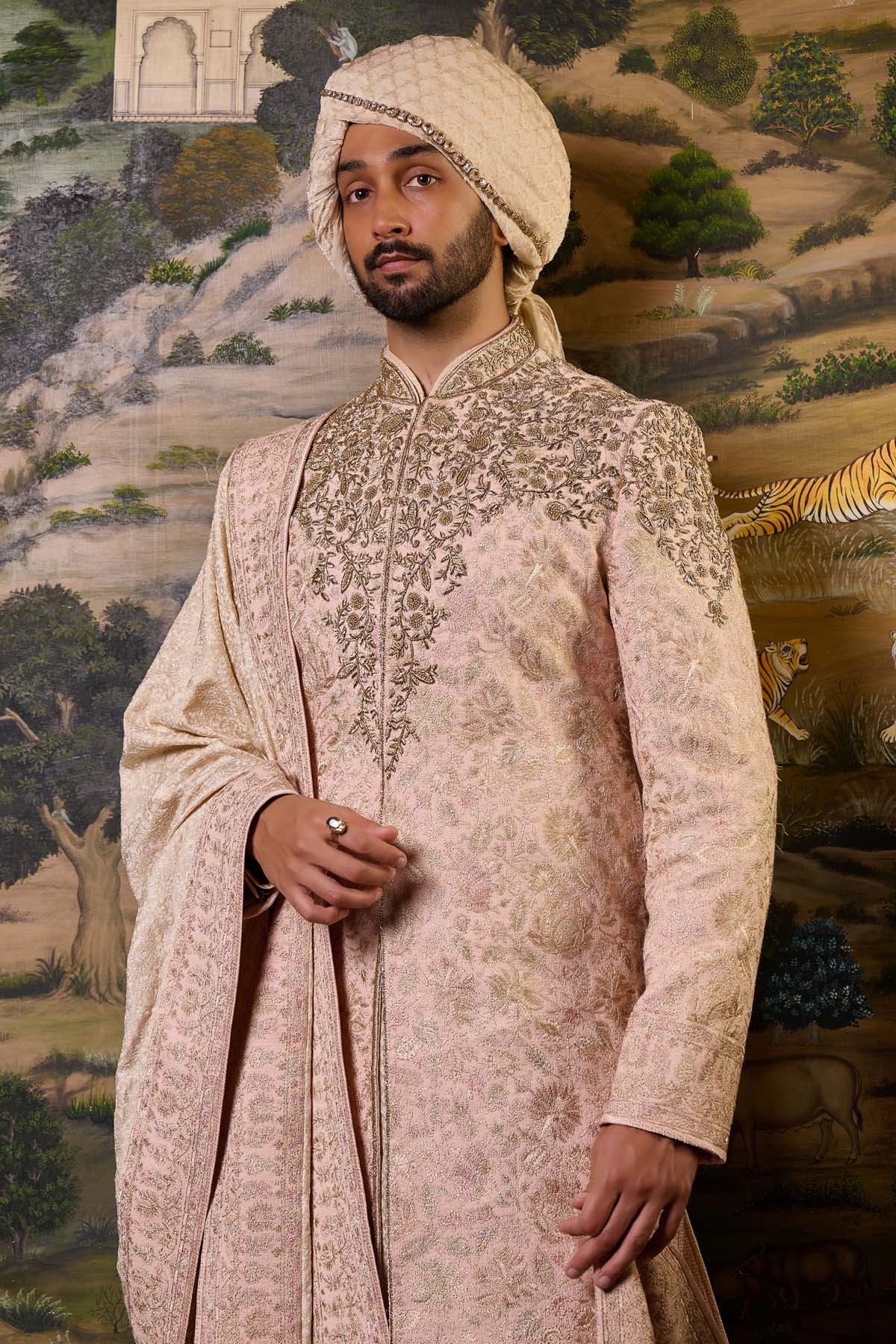Tarun Tahiliani MenswearMulticolour Embroidered Sherwani Set indian designer wear online shopping melange singapore 