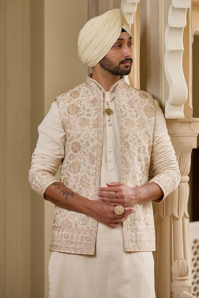 Tarun Tahiliani Menswear Multicolour Embroidered Waistcoat Set indian designer wear online shopping melange singapore 