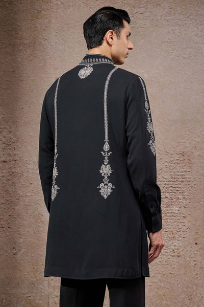 Tarun Tahiliani Menswear Pearl-embroidered Short Kurta With Tousers indian designer wear online shopping melange singapore