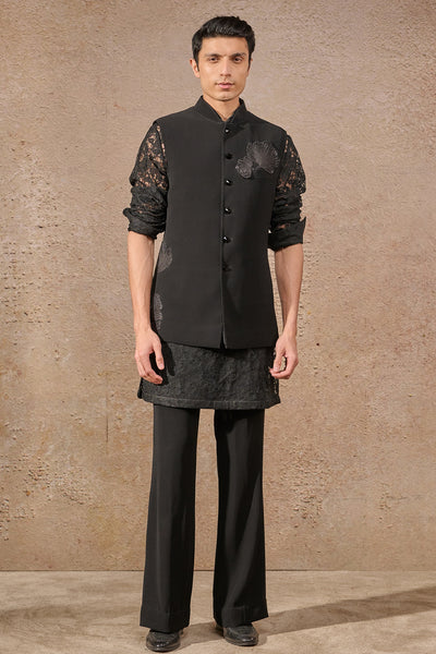 Tarun Tahiliani Menswear Sequin Embroidered Floral Patchwork Waistcoat indian designer wear online shopping melange singapore
