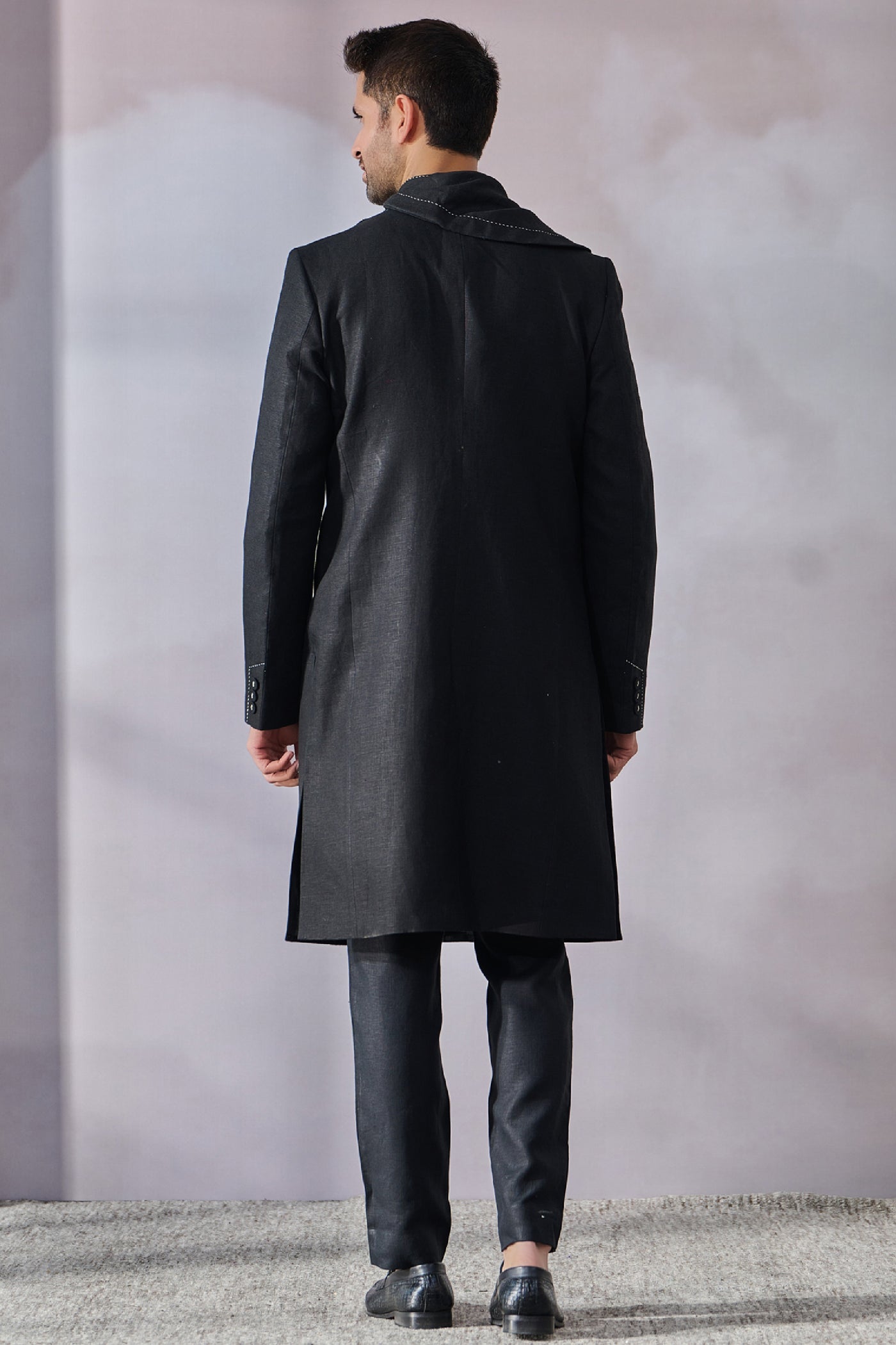 Tarun Tahiliani Menswear Sherwani Kurta Trouser Black indian designer wear online shopping melange singapore