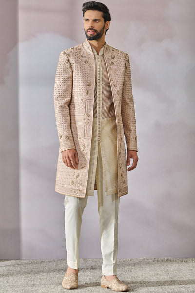 Tarun Tahiliani Menswear Sherwani Kurta Trouser Salmon indian designer wear online shopping melange singapore