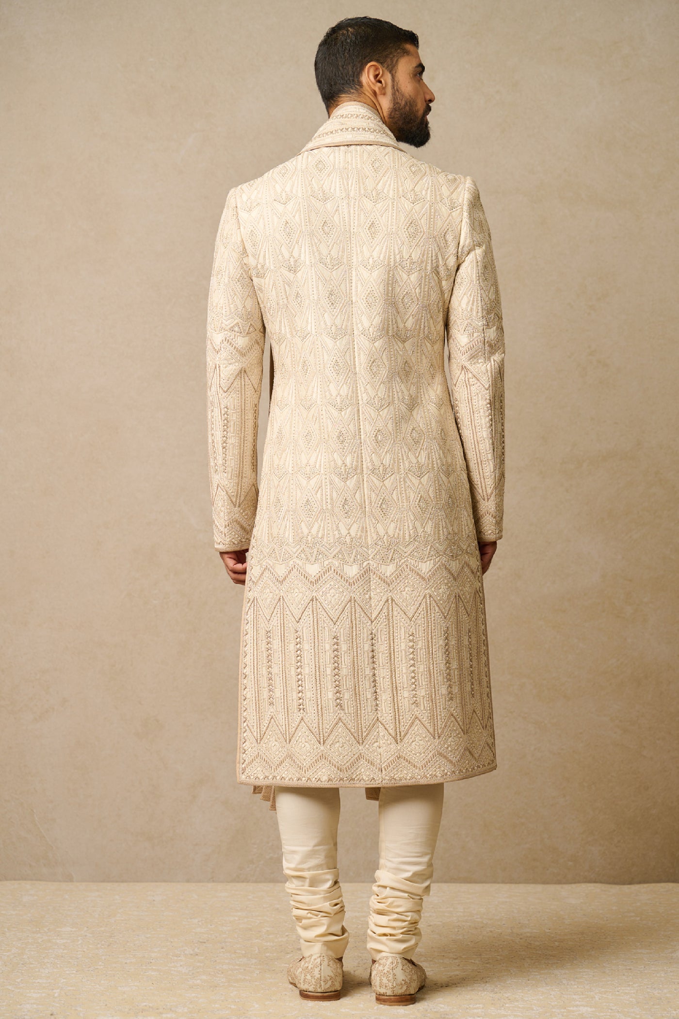 Tarun Tahiliani Menswear Sherwani Set Of 6 Ivory indian designer wear online shopping melange singapore