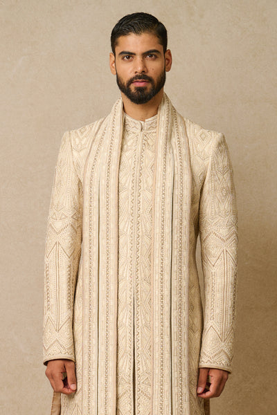 Tarun Tahiliani Menswear Sherwani Set Of 6 Ivory indian designer wear online shopping melange singapore