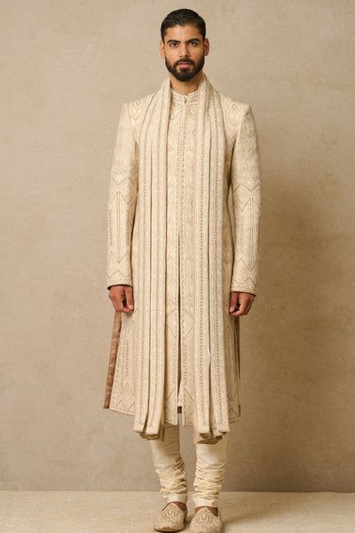 Tarun Tahiliani Menswear Sherwani Set Of 6 Ivory indian designer wear online shopping melange singapore