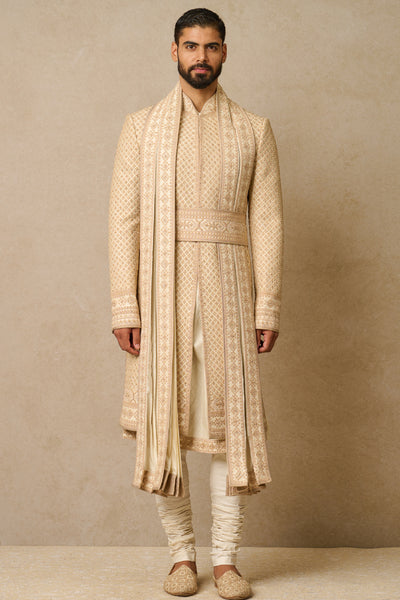 Tarun Tahiliani Menswear Sherwani Set Of 7 Ivory indian designer wear online shopping melange singapore