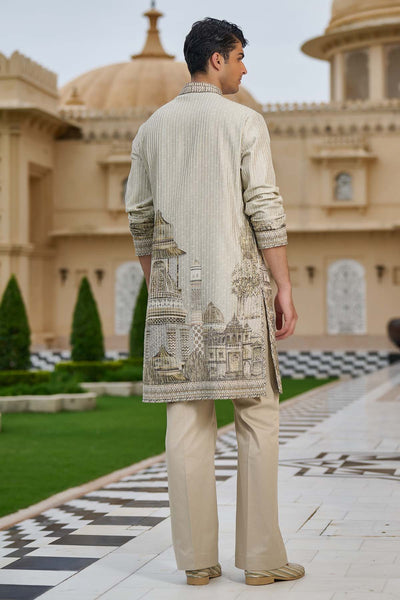 Tarun Tahiliani Menswear Textured Pichwai Printed Kurta Set indian designer wear online shopping melange singapore 