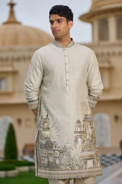 Tarun Tahiliani Menswear Pichwai Printed Kurta Set indian designer wear online shopping melange singapore 