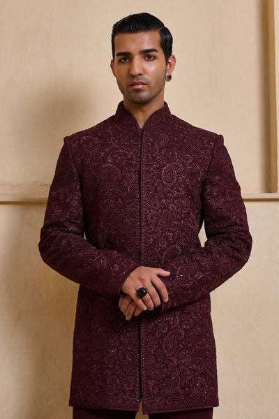 Tarun Tahiliani Menswear Tonal Embroidered Bandhgala Set indian designer wear online shopping melange singapore 