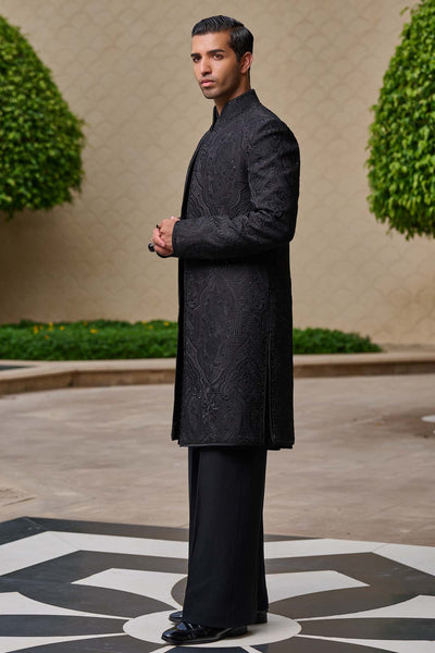Tarun Tahiliani Menswear Tonal Embroidered Sherwani Set indian designer wear online shopping melange singapore 
