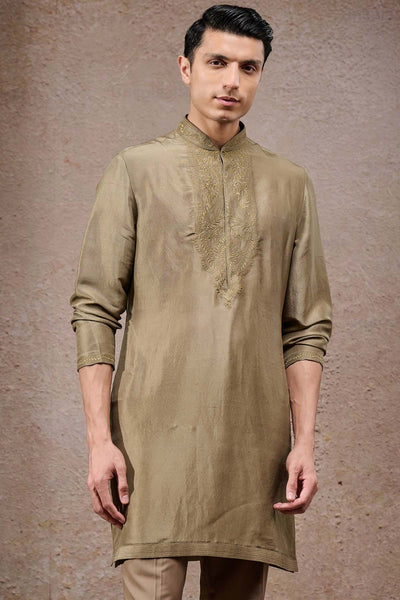 Tarun Tahiliani Menswear Tonal Zardozi Brooch Waistcoat Set indian designer wear online shopping melange singapore 