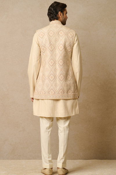 Tarun Tahiliani Menswear Waistcoat Ivory indian designer wear online shopping melange singapore