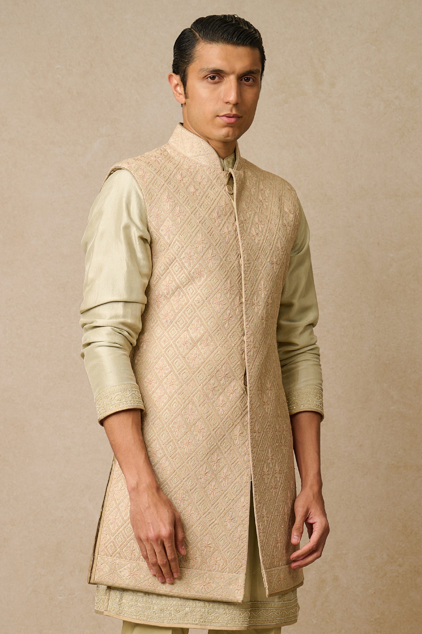 Tarun Tahiliani Menswear Waistcoat Jade indian designer wear online shopping melange singapore