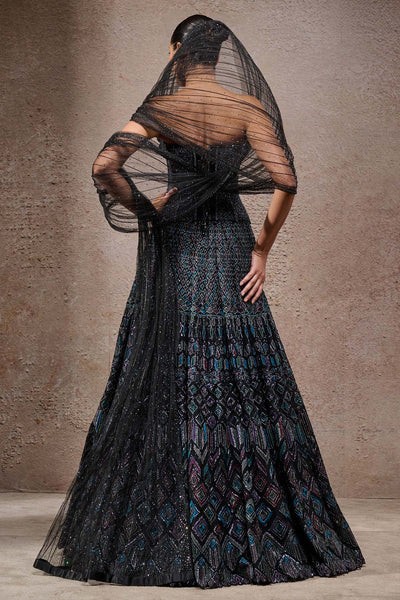 Tarun Tahiliani Mosaic Lehenga with Corset and Drape indian designer wear online shopping melange singapore 