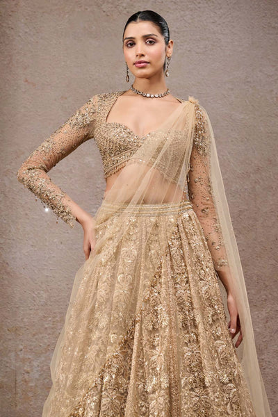 Tarun Tahiliani Mughal Embroidered Lehenga With Drape indian designer wear online shopping melange singapore 