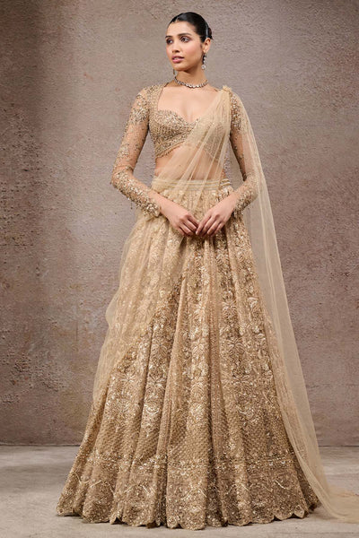 Tarun Tahiliani Mughal Embroidered Lehenga With Drape indian designer wear online shopping melange singapore 