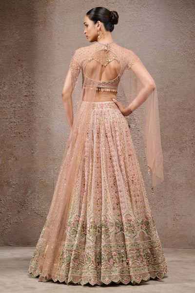 Tarun Tahiliani Mughal Embroidered Lehenga With Drape Ivory Gold indian designer wear online shopping melange singapore 