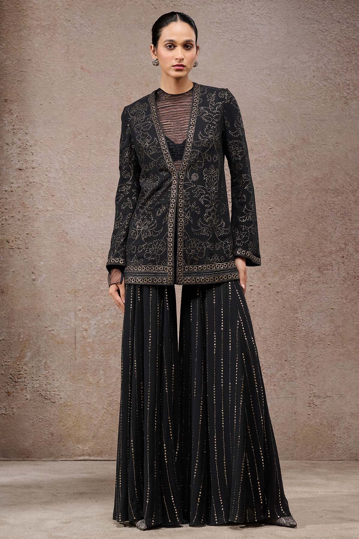Tarun Tahiliani Mukaish Jacket Sharara indian designer wear online shopping melange singapore 