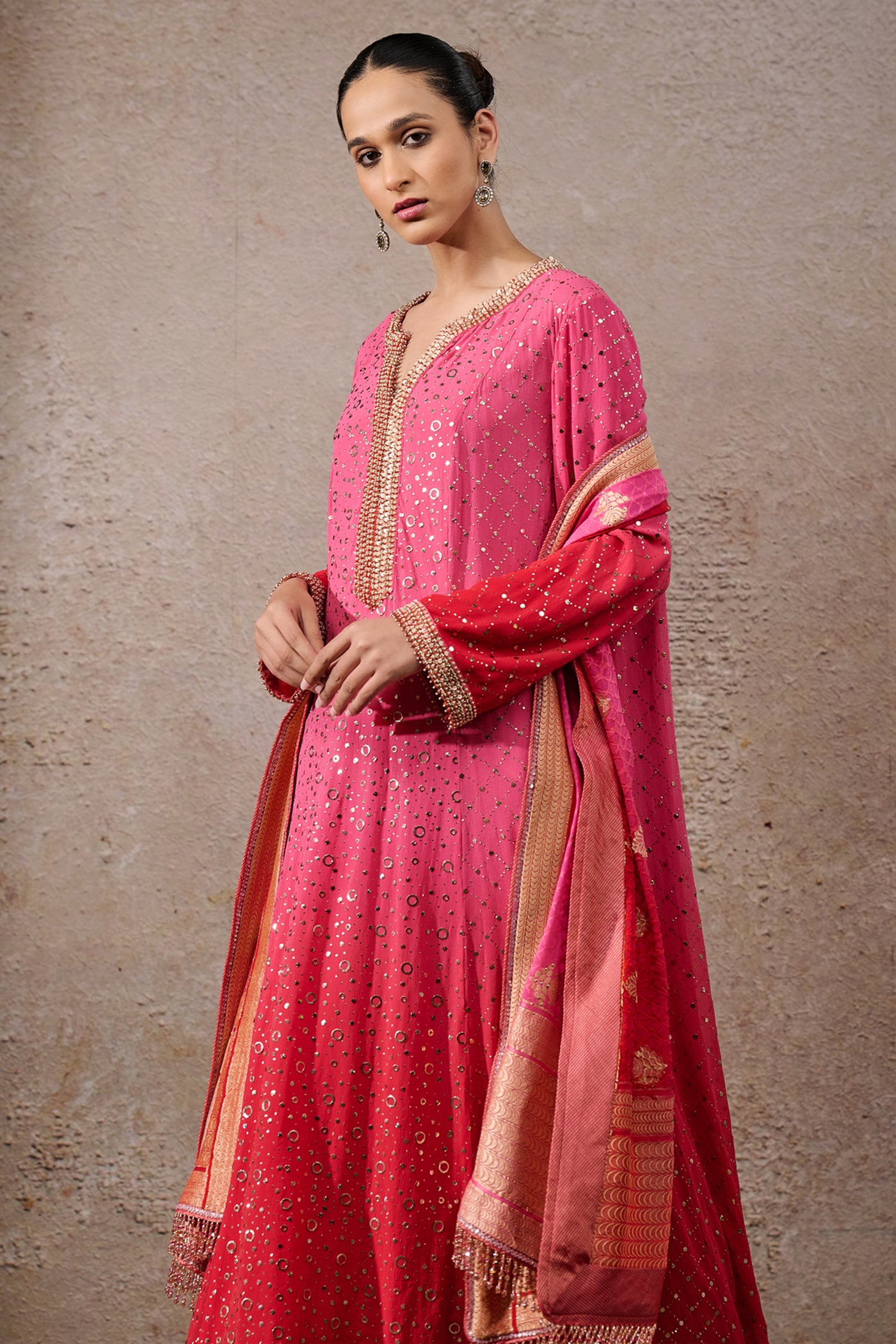 Tarun Tahiliani Ombre Mukaish Kalidar Suit Set Indian designer wear online shopping melange singapore