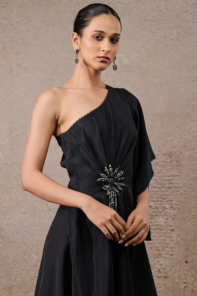 Tarun Tahiliani One-shoulder Draped Dress Indian designer wear online shopping melange singapore