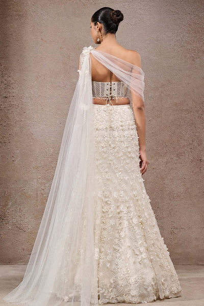 Tarun Tahiliani Pearl Embroidered Lehenga Saree indian designer wear online shopping melange singapore 