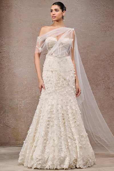 Tarun Tahiliani Pearl Embroidered Lehenga Saree indian designer wear online shopping melange singapore 