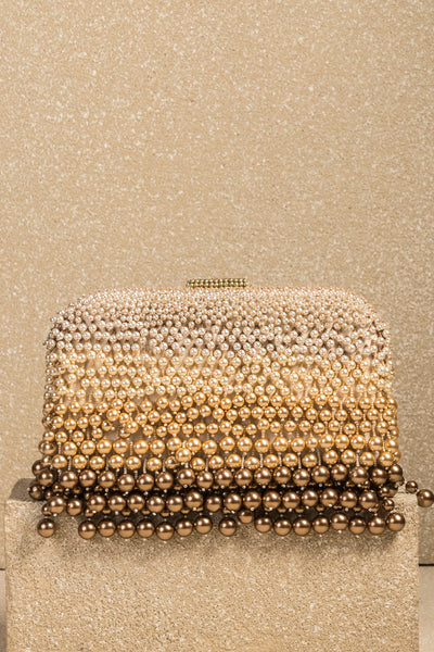 Tarun Tahiliani Accessories Pearl Fringe Clutch Bag Indian designer wear online shopping melange singapore