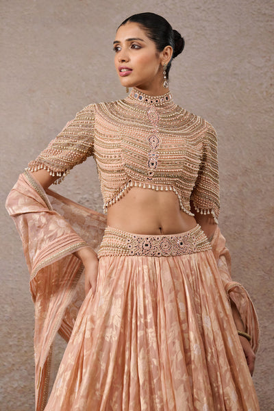 Tarun Tahiliani Pearl Textile Lehenga Blush Indian designer wear online shopping melange singapore